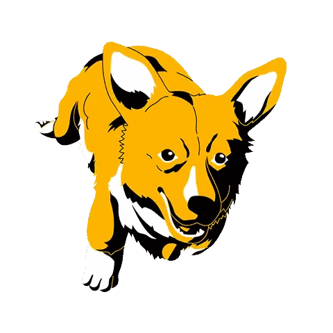 Yellow And Black Dog Running Sticker