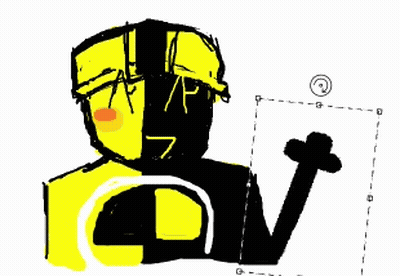 Yellow And Black Drawing Of Person With Circle Around Head GIF