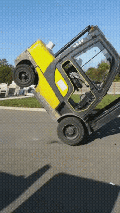 Yellow And Black Forklift With Cargo GIF