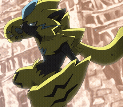 Yellow And Black Monster With Blue Lightning Bolt GIF