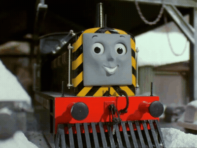 Yellow And Black Smiling Train GIF
