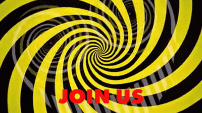 Yellow And Black Swirl Saying Join Us GIF