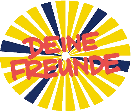 Yellow And Blue Circle With Red Deine Freunde Sticker