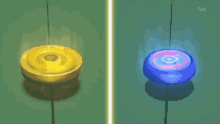 Yellow And Blue Flaming Beyblades GIF