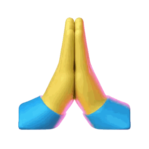 Yellow And Blue Hands In Prayer Sticker