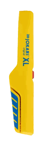 Yellow And Blue Object With Red Light Sticker