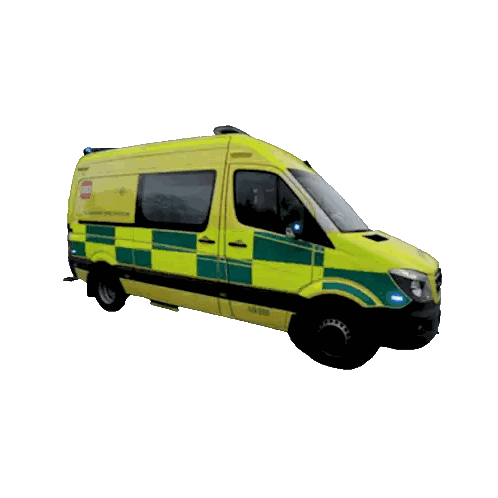 Yellow And Green Ambulance With Blue Light Sticker