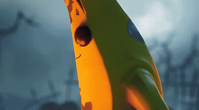 Yellow And Green Banana With Face GIF