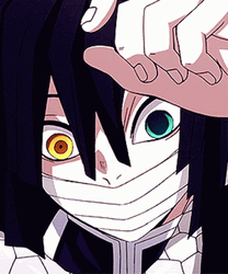 Yellow And Green Eyes Of Obanai Iguro GIF