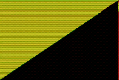 Yellow And Green Triangle On Black With Red Border GIF