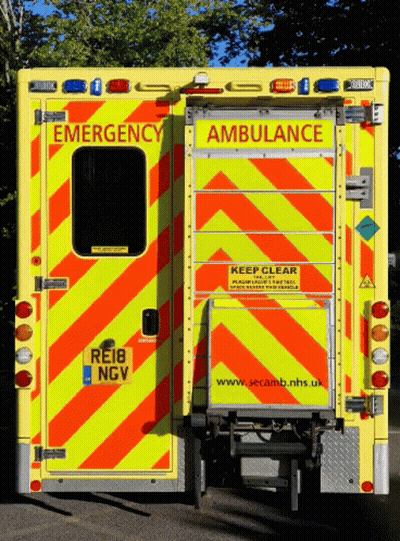 Yellow And Orange Ambulance With Emergency GIF