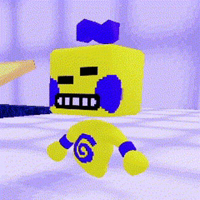 Yellow And Purple Cartoon Character With Swirl GIF