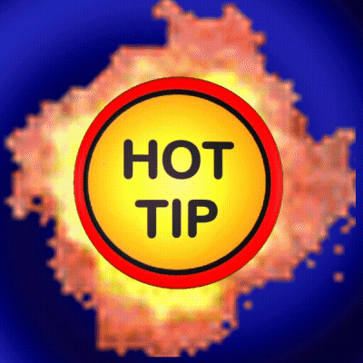 Yellow And Red Circle Saying Hot Tip GIF