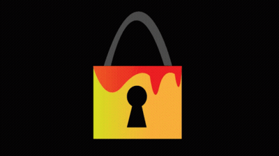 Yellow And Red Padlock With Keyhole GIF