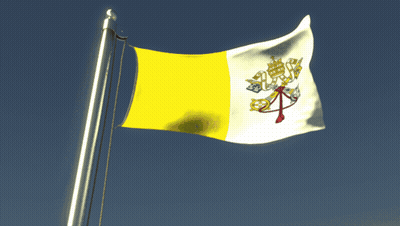 Yellow And White Flag With Crown And Cross GIF