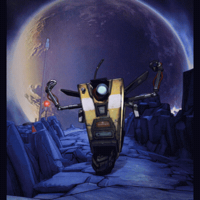 Yellow And White Robot With Blue Lens GIF