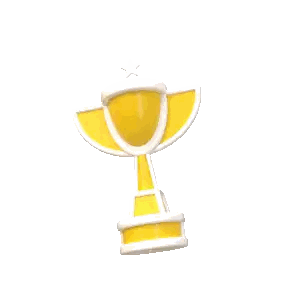 Yellow And White Trophy With X Sticker