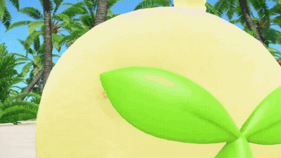 Yellow Animal With Red Tail Laying On Sand GIF