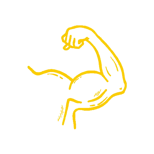 Yellow Arm Flexing Muscles Sticker