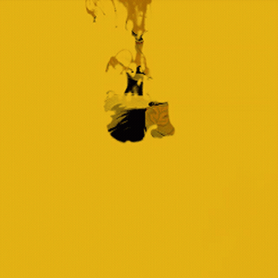 Yellow Background Black Splash Of Liquid GIF