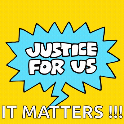 Yellow Background Blue Speech Bubble Justice For Us It Matters GIF