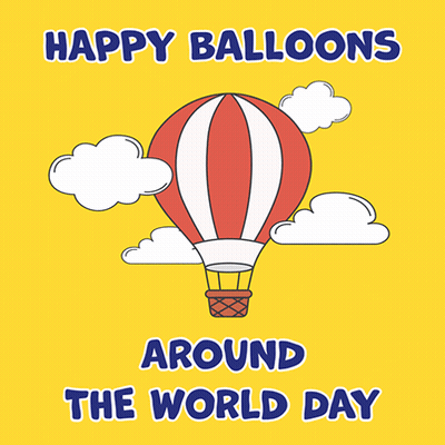 Yellow Background Hot Air Balloon Happy Balloons Around The World Day GIF