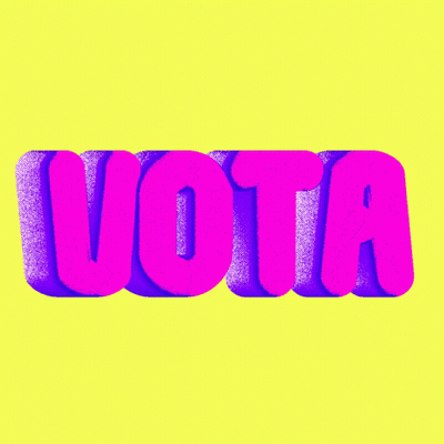 Yellow Background Purple Letters Vota GIF