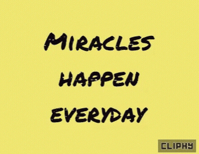 Yellow Background Saying Miracles Happen Everyday GIF