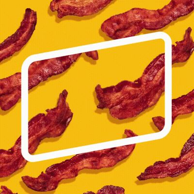 Yellow Background With Bacon And White Frame GIF