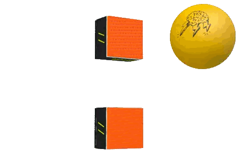 Yellow Ball Between Orange Boxes Strasse Sticker