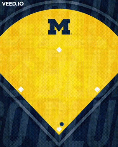 Yellow Baseball Diamond With Blue Letter M GIF