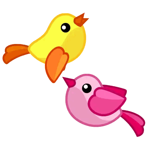 Yellow Bird And Pink Bird Flying Sticker