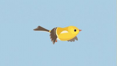 Yellow Bird Flying With Wings Spread GIF