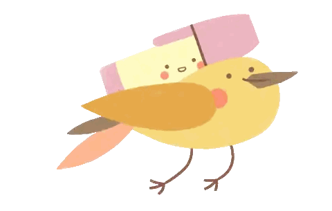 Yellow Bird With Pink Eraser Sticker