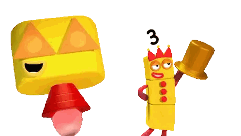 Yellow Block With Number 3 Sticker