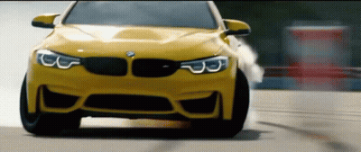 Yellow BMW M3 Drifting On Road GIF
