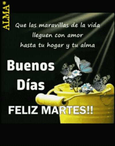 Yellow Bucket With Flowers And Butterflies Buenos Dias Feliz Martes GIF