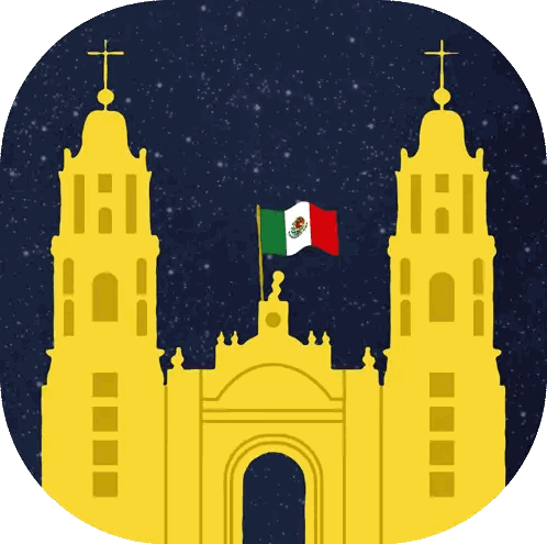 Yellow Building With Mexican Flag Sticker