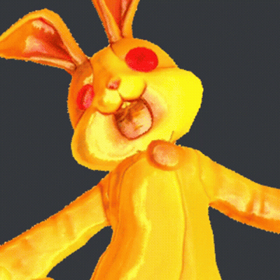 Yellow Bunny With Red Eyes And Necklace GIF