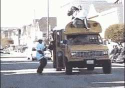 Yellow Bus Riding Roof Hip Hop     GIF