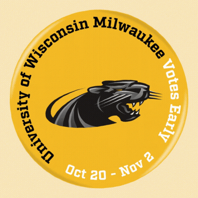 Yellow Button Saying University Of Wisconsin Milwaukee Votes Early GIF