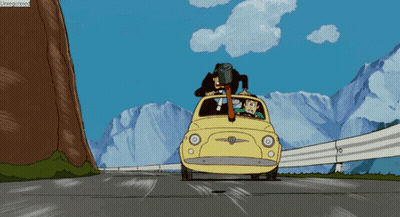 Yellow Car With Mountains And Unregistered GIF