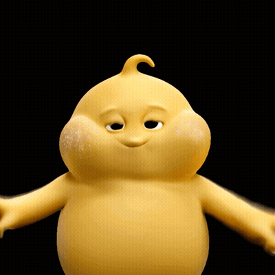 Yellow Cartoon Character Giving Peace Sign GIF