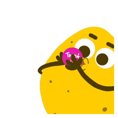Yellow Cartoon Character Holding Thank You Balloon Sticker