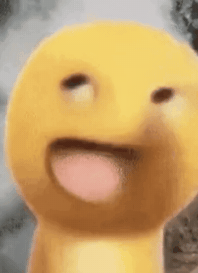 Yellow Cartoon Character In Blue Apron GIF