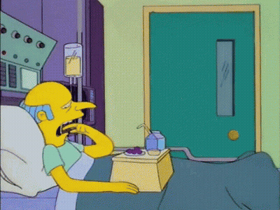 Yellow Cartoon Character Lying In Hospital Bed GIF