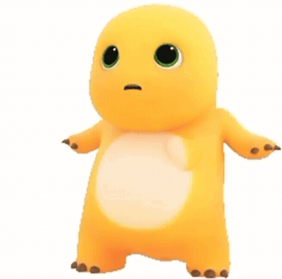 Yellow Cartoon Character Making Funny Face In Grass GIF