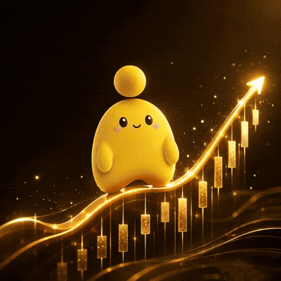 Yellow Cartoon Character Standing On Graph GIF