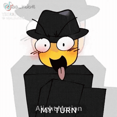 Yellow Cartoon Character Sticking Out Tongue In Black Hat And Shirt GIF