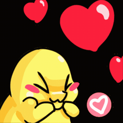Yellow Cartoon Character Surrounded By Hearts GIF